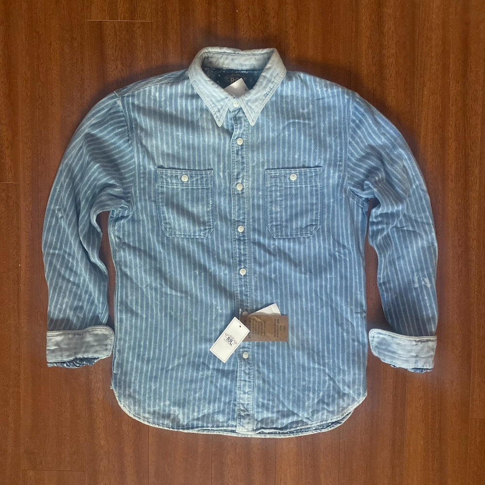 RRL Ralph Lauren Work Shirt Indigo Blue Worker Small NWT